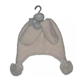 NWT Primark 24-36 Months Cream 2 Piece Set Hat Cap Pom Beanie & Mittens Gloves